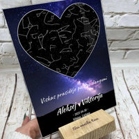 Personalizuotas žvaigždžių žemėlapis, stiklinis posteris. DVNS-013A  Stiklas -  dovanokis.lt