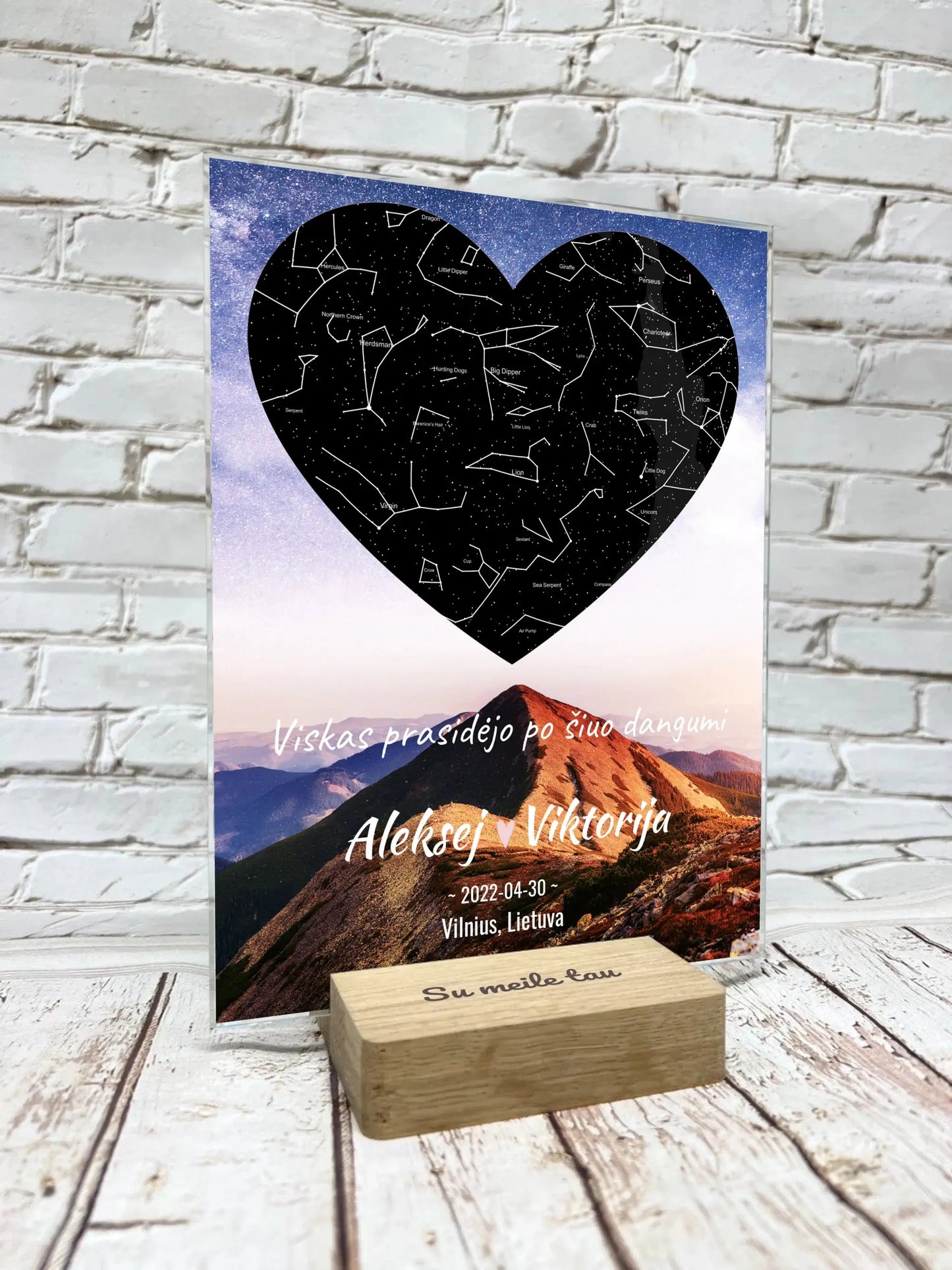 Personalizuotas žvaigždžių žemėlapis, stiklinis posteris. DVNS-012A  Stiklas -  dovanokis.lt