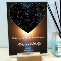 Personalizuotas žvaigždžių žemėlapis, stiklinis posteris. DVNS-011A  Stiklas -  dovanokis.lt