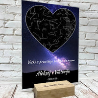 Personalizuotas žvaigždžių žemėlapis, stiklinis posteris. DVNS-013A  Stiklas -  dovanokis.lt