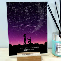 Personalizuotas žvaigždžių žemėlapis, stiklinis posteris. DVNS-002C  Stiklas -  dovanokis.lt