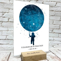 Personalizuotas vaikiškas žvaigždžių žemėlapis berniukui, stiklinis posteris  Stiklas -  dovanokis.lt