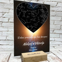 Personalizuotas žvaigždžių žemėlapis, stiklinis posteris. DVNS-011A  Stiklas -  dovanokis.lt