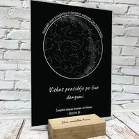 Personalizuotas žvaigždžių žemėlapis, stiklinis posteris. DVNS-012B  Stiklas -  dovanokis.lt