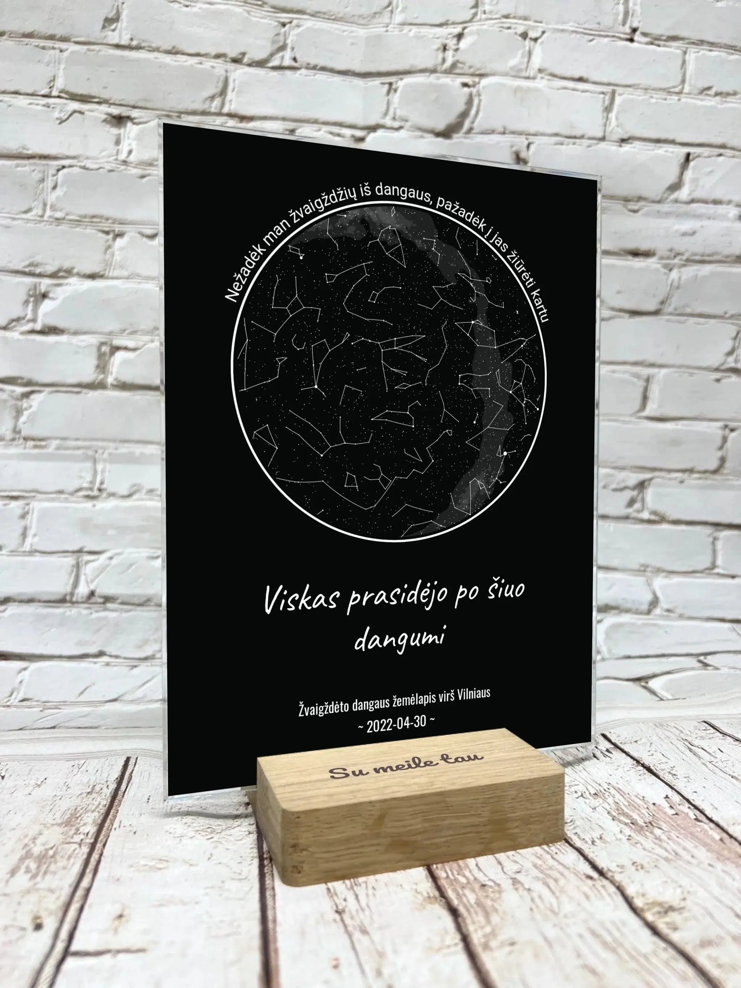 Personalizuotas žvaigždžių žemėlapis, stiklinis posteris. DVNS-012B  Stiklas -  dovanokis.lt