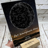 Personalizuotas žvaigždžių žemėlapis, stiklinis posteris. DVNS-017  Stiklas -  dovanokis.lt