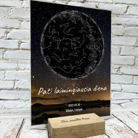 Personalizuotas žvaigždžių žemėlapis, stiklinis posteris. DVNS-017  Stiklas -  dovanokis.lt