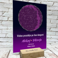 Personalizuotas žvaigždžių žemėlapis, stiklinis posteris. DVNS-022  Stiklas -  dovanokis.lt