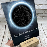 Personalizuotas žvaigždžių žemėlapis, stiklinis posteris. DVNS-008A  Stiklas -  dovanokis.lt