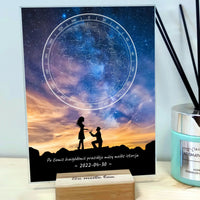 Personalizuotas žvaigždžių žemėlapis, stiklinis posteris. DVNS-003B  Stiklas -  dovanokis.lt