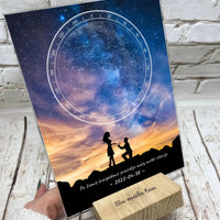 Personalizuotas žvaigždžių žemėlapis, stiklinis posteris. DVNS-003B  Stiklas -  dovanokis.lt