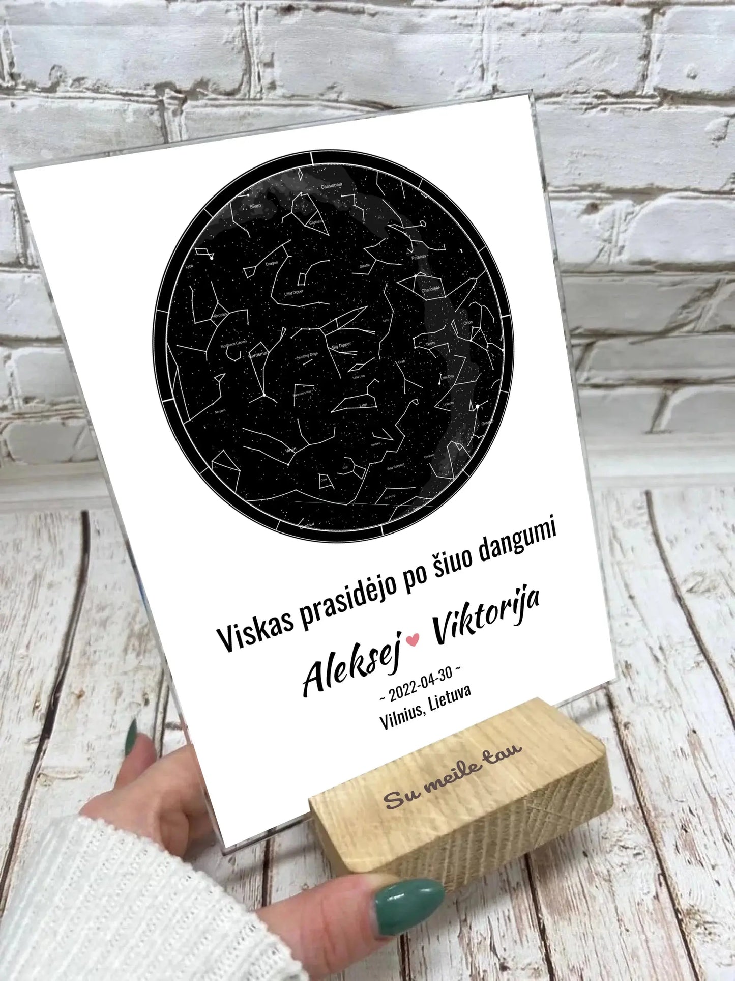 Personalizuotas žvaigždžių žemėlapis, stiklinis posteris. DVNS-018  Customizer -  dovanokis.lt