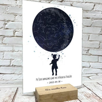 Personalizuotas vaikiškas žvaigždžių žemėlapis mergaitei, stiklinis posteris  Stiklas -  dovanokis.lt