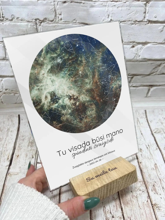 Personalizuotas žvaigždžių žemėlapis, stiklinis posteris, Tu visada būsi mano spindinti žvaigždė  Stiklas -  dovanokis.lt
