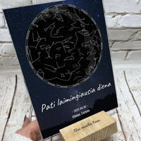 Personalizuotas žvaigždžių žemėlapis, stiklinis posteris. DVNS-016A  Stiklas -  dovanokis.lt