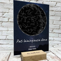 Personalizuotas žvaigždžių žemėlapis, stiklinis posteris. DVNS-016A  Stiklas -  dovanokis.lt