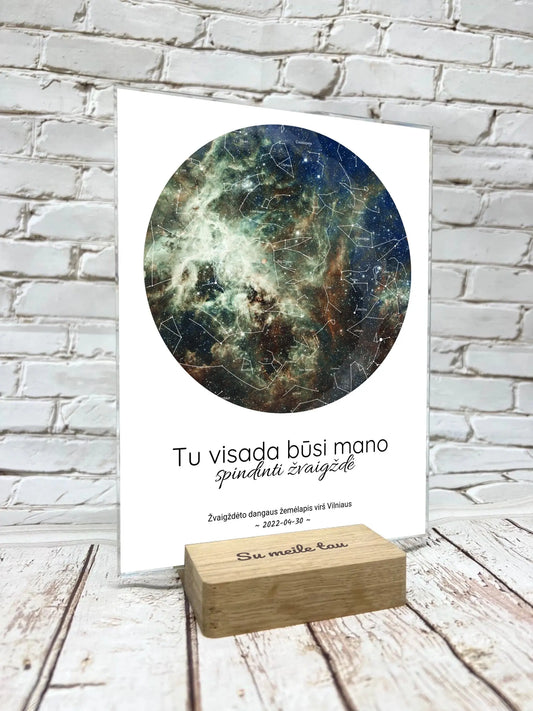 Personalizuotas žvaigždžių žemėlapis, stiklinis posteris, Tu visada būsi mano spindinti žvaigždė  Stiklas -  dovanokis.lt