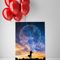 Personalizuotas žvaigždžių žemėlapis ant drobės, su vestuvių dienos pasirinktu siluetu  Drobe -  dovanokis.lt