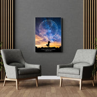 Personalizuotas žvaigždžių žemėlapis ant drobės, su vestuvių dienos pasirinktu siluetu  Drobe -  dovanokis.lt