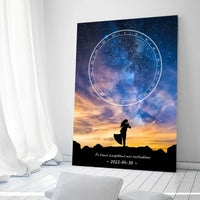 Personalizuotas žvaigždžių žemėlapis ant drobės, su vestuvių dienos pasirinktu siluetu  Drobe -  dovanokis.lt