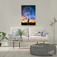 Personalizuotas žvaigždžių žemėlapis ant drobės, su vestuvių dienos pasirinktu siluetu  Drobe -  dovanokis.lt