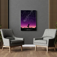 Personalizuotas viso spektro žvaigždžių žemėlapis ant drobės, su Vestuvių dienos pasirinktu siluetu  Drobe -  dovanokis.lt