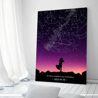 Personalizuotas viso spektro žvaigždžių žemėlapis ant drobės, su Vestuvių dienos pasirinktu siluetu  Drobe -  dovanokis.lt