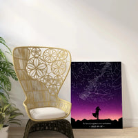 Personalizuotas viso spektro žvaigždžių žemėlapis ant drobės, su Vestuvių dienos pasirinktu siluetu  Drobe -  dovanokis.lt