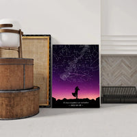 Personalizuotas viso spektro žvaigždžių žemėlapis ant drobės, su Vestuvių dienos pasirinktu siluetu  Drobe -  dovanokis.lt