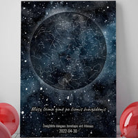 Personalizuotas žvaigždžių žemėlapisant drobės su fonu  Drobe -  dovanokis.lt