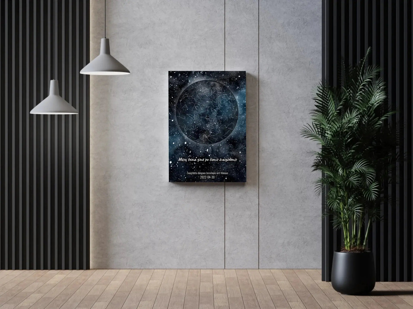 Personalizuotas žvaigždžių žemėlapisant drobės su fonu  Drobe -  dovanokis.lt