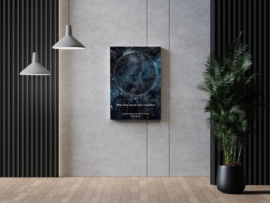 Personalizuotas žvaigždžių žemėlapisant drobės su fonu  Drobe -  dovanokis.lt