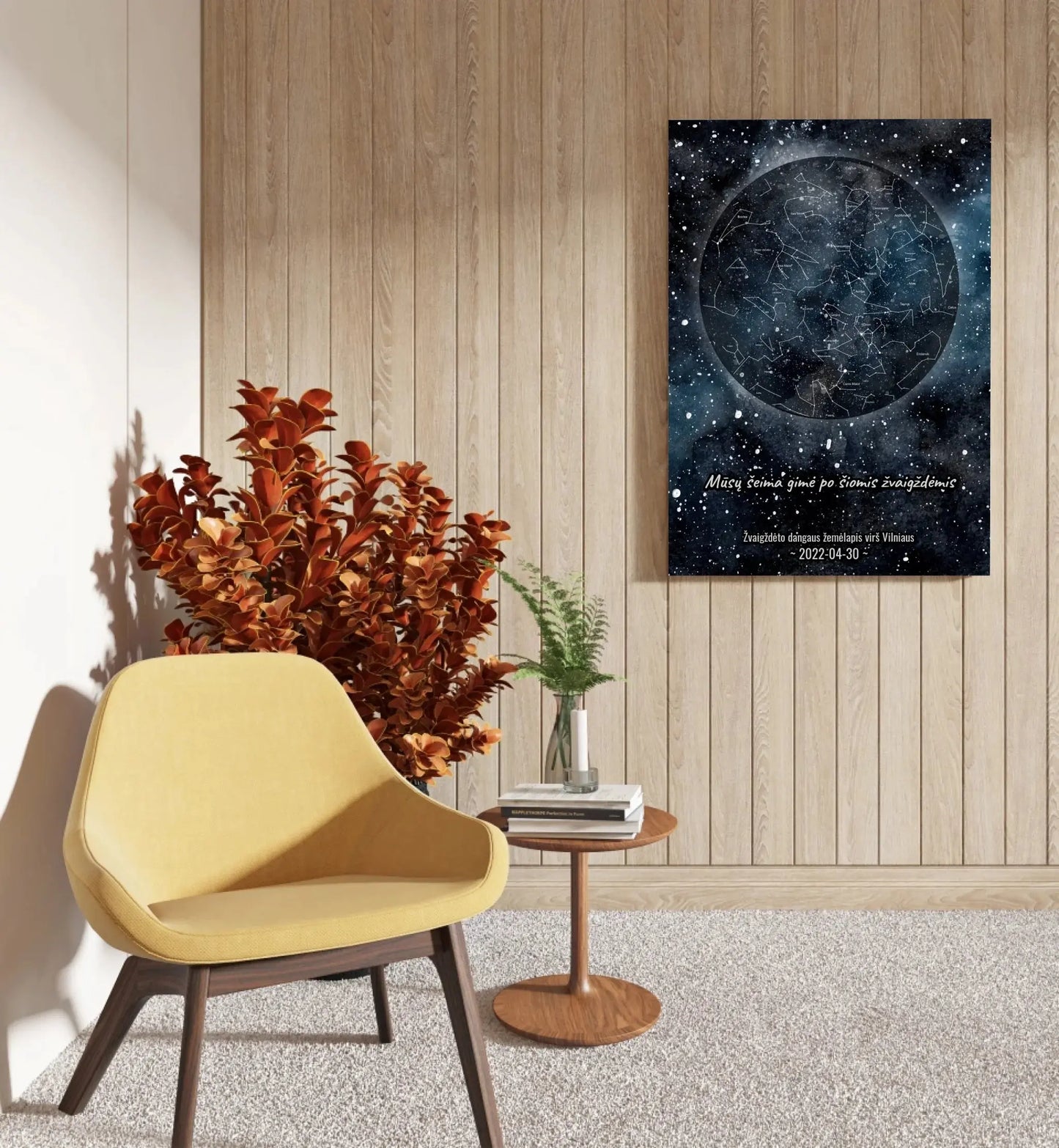 Personalizuotas žvaigždžių žemėlapisant drobės su fonu  Drobe -  dovanokis.lt