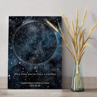 Personalizuotas žvaigždžių žemėlapisant drobės su fonu  Drobe -  dovanokis.lt