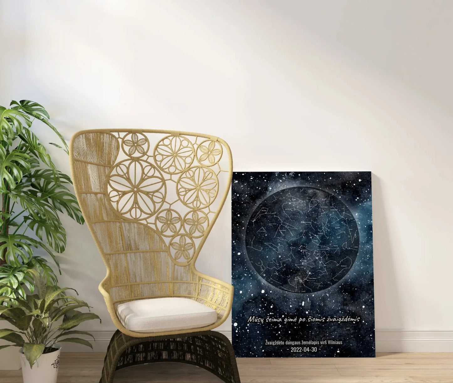 Personalizuotas žvaigždžių žemėlapisant drobės su fonu  Drobe -  dovanokis.lt