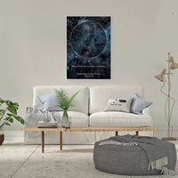 Personalizuotas žvaigždžių žemėlapisant drobės su fonu  Drobe -  dovanokis.lt