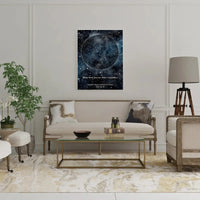 Personalizuotas žvaigždžių žemėlapisant drobės su fonu  Drobe -  dovanokis.lt