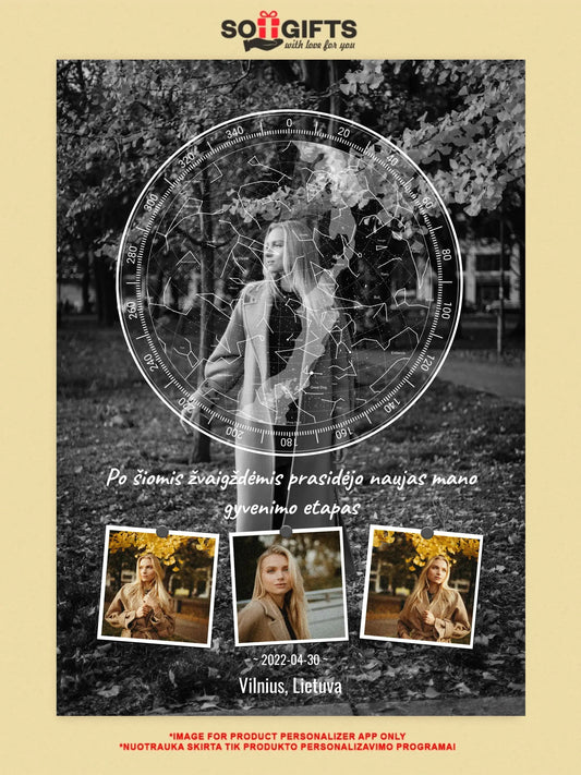 Personalizuotas žvaigždžių žemėlapis ant drobės  Drobe -  dovanokis.lt