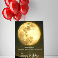 Personalizuotas mėnulio fazės spaudinys ant drobės, pritaikytas pagal datą ir vietą MNFZ-003  Drobe -  dovanokis.lt