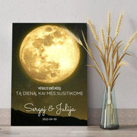 Personalizuotas mėnulio fazės spaudinys ant drobės, pritaikytas pagal datą ir vietą MNFZ-003  Drobe -  dovanokis.lt