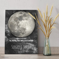 Personalizuotas mėnulio fazės spaudinys ant drobės, pritaikytas pagal datą ir vietą MNFZ-001  Drobe -  dovanokis.lt