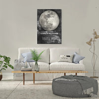 Personalizuotas mėnulio fazės spaudinys ant drobės, pritaikytas pagal datą ir vietą MNFZ-001  Drobe -  dovanokis.lt