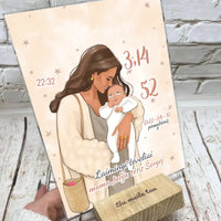 Personalizuota Mergaitės Gimimo Metrikų Iliustracija ant stiklo VKGM-048  Stiklas -  dovanokis.lt