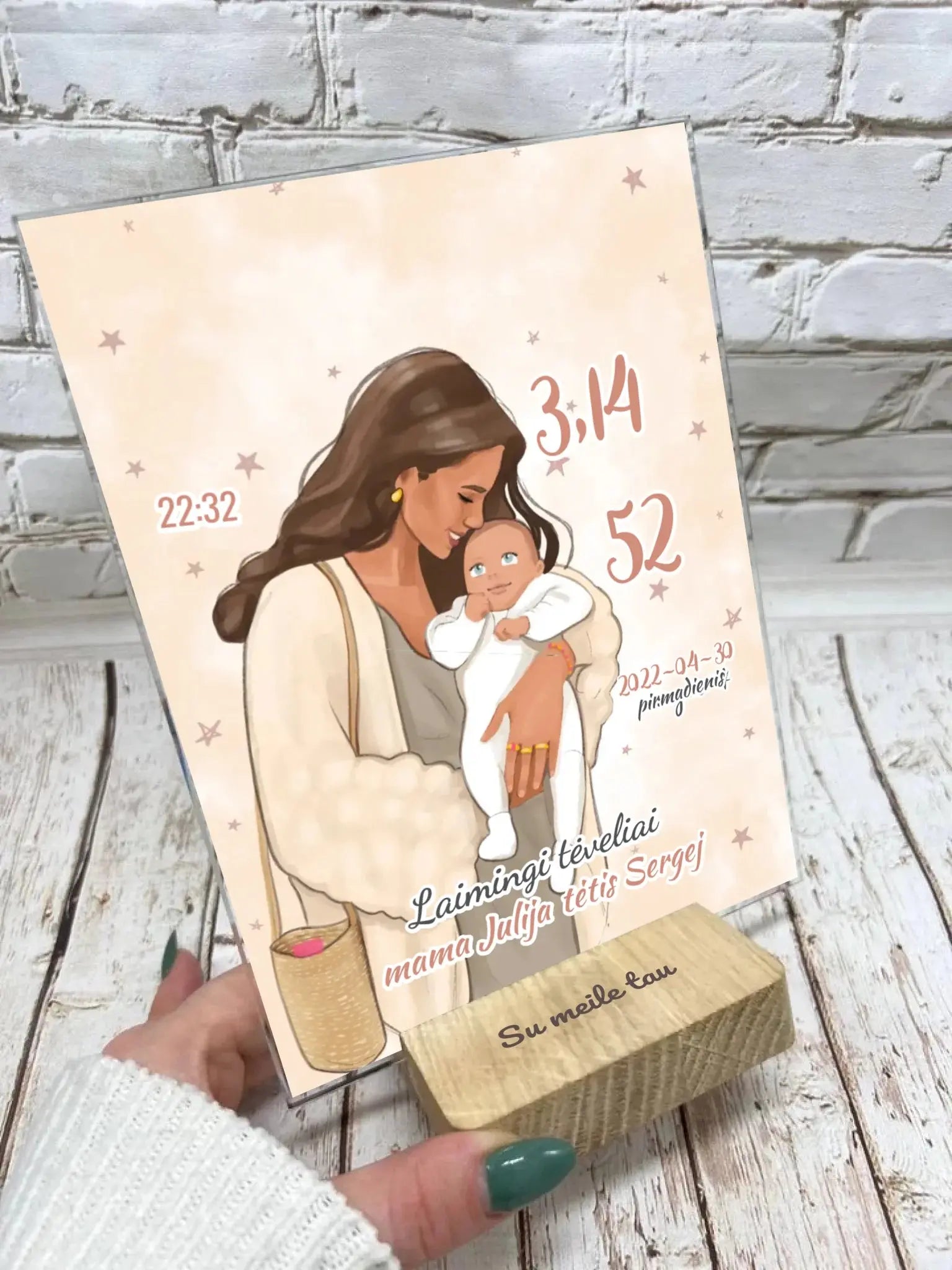 Personalizuota Mergaitės Gimimo Metrikų Iliustracija ant stiklo VKGM-048  Stiklas -  dovanokis.lt