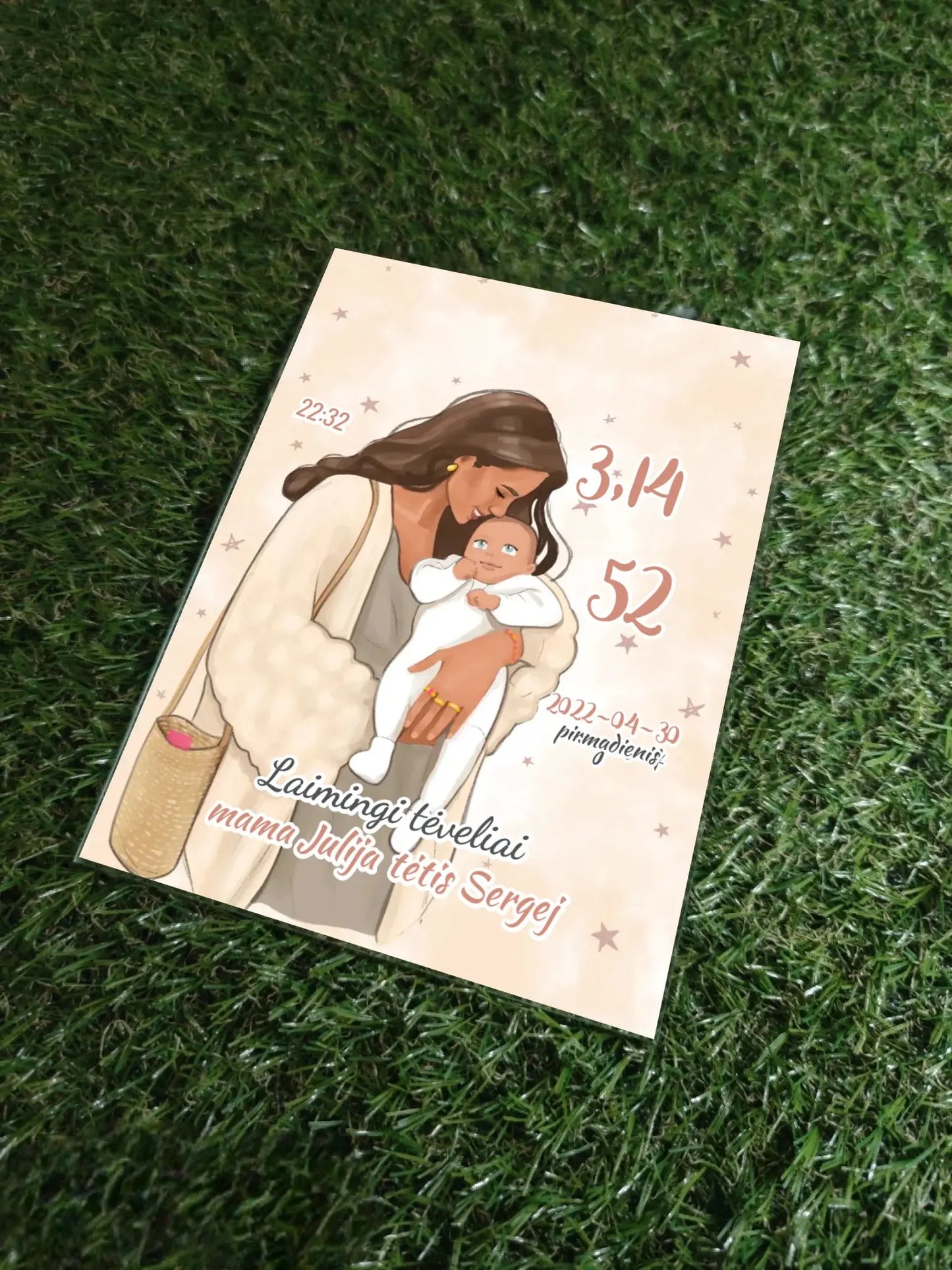 Personalizuota Mergaitės Gimimo Metrikų Iliustracija ant stiklo VKGM-048  Stiklas -  dovanokis.lt