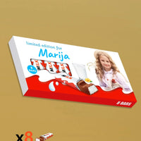 Personalizuota Kinder 8 batonėlių šokoladinė dėžutė su jūsų nuotrauka  Šokoladas -  dovanokis.lt