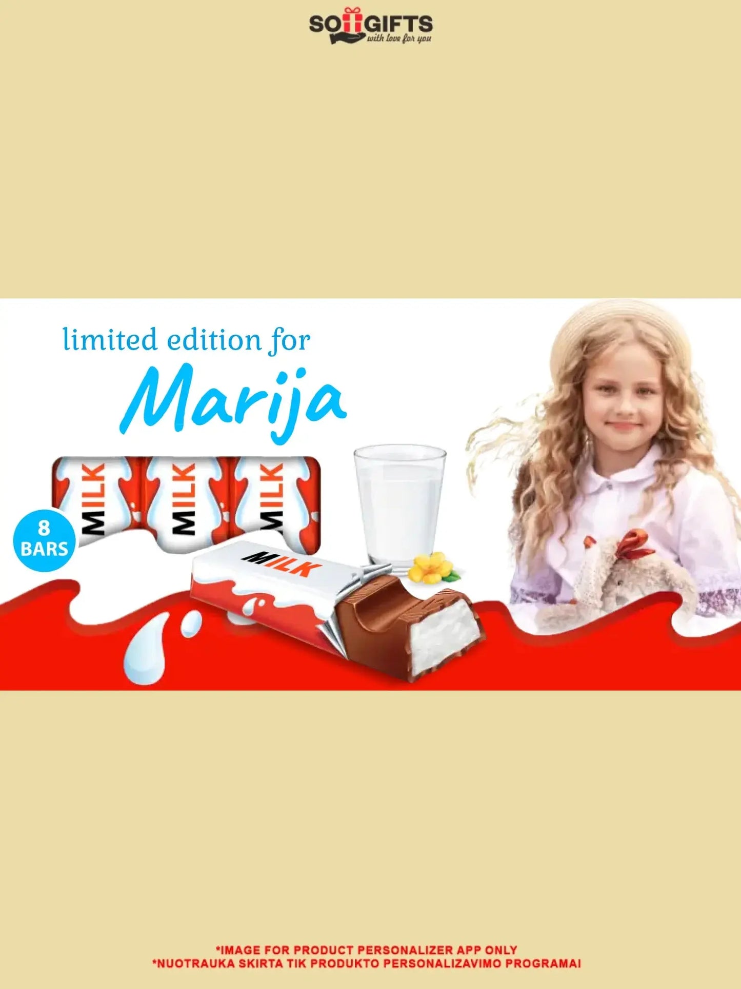 Personalizuota Kinder 8 batonėlių šokoladinė dėžutė su jūsų nuotrauka  Šokoladas -  dovanokis.lt