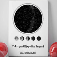 Personalizuotas žvaigždžių žemėlapis ant drobės  Drobe -  dovanokis.lt