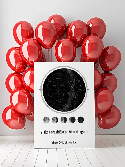 Personalizuotas žvaigždžių žemėlapis ant drobės  Drobe -  dovanokis.lt