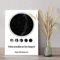 Personalizuotas žvaigždžių žemėlapis ant drobės  Drobe -  dovanokis.lt